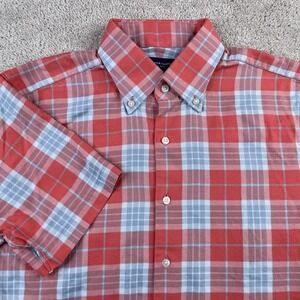 Proper Cloth Shirt Mens‎ 15.5 Pink Blue Plaid Slim Fit Cotton Button Down